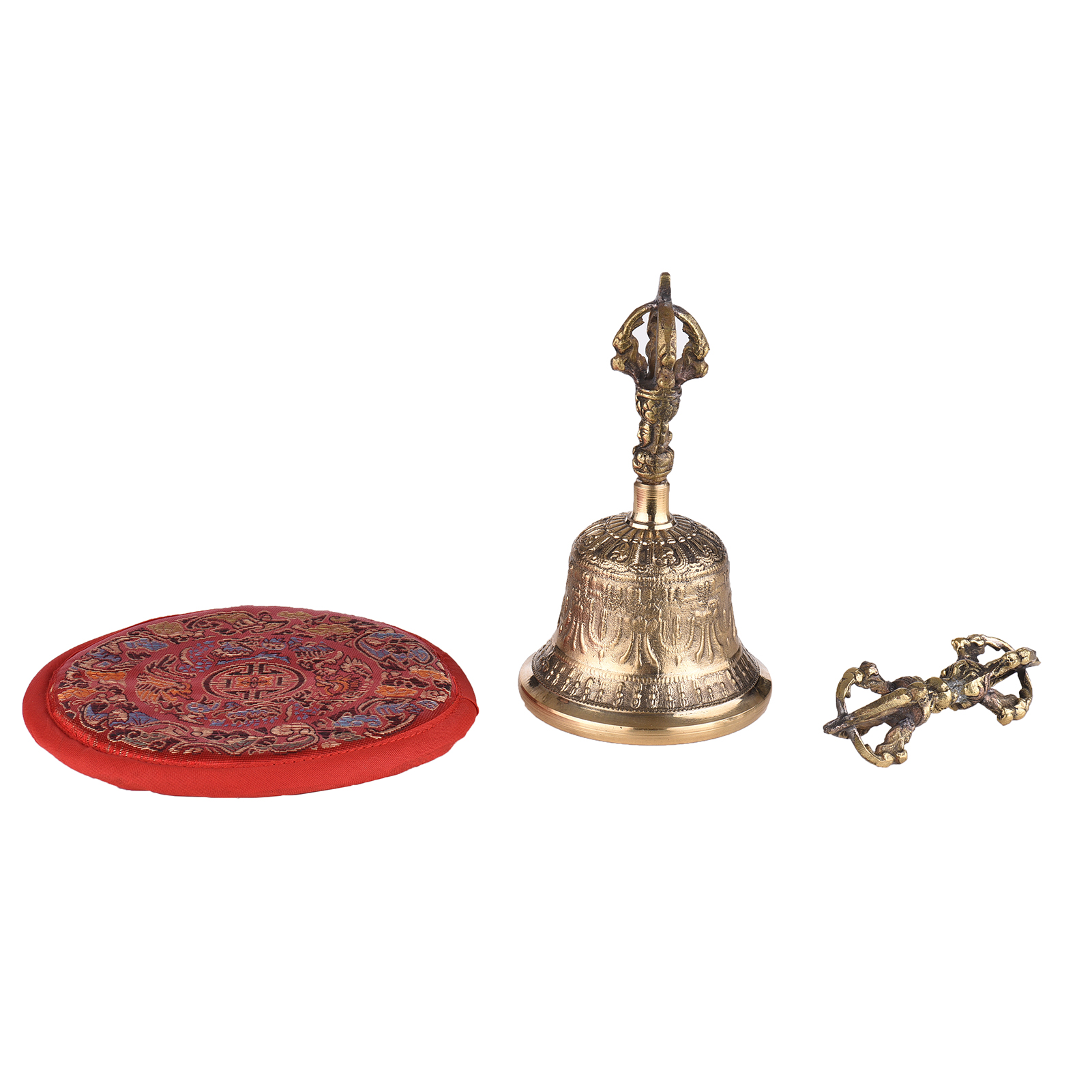 Cloche bouddhiste tibétaine en Bronze, cloche à main avec rembourrage Vajra pour la méditation et la prière: Default Title
