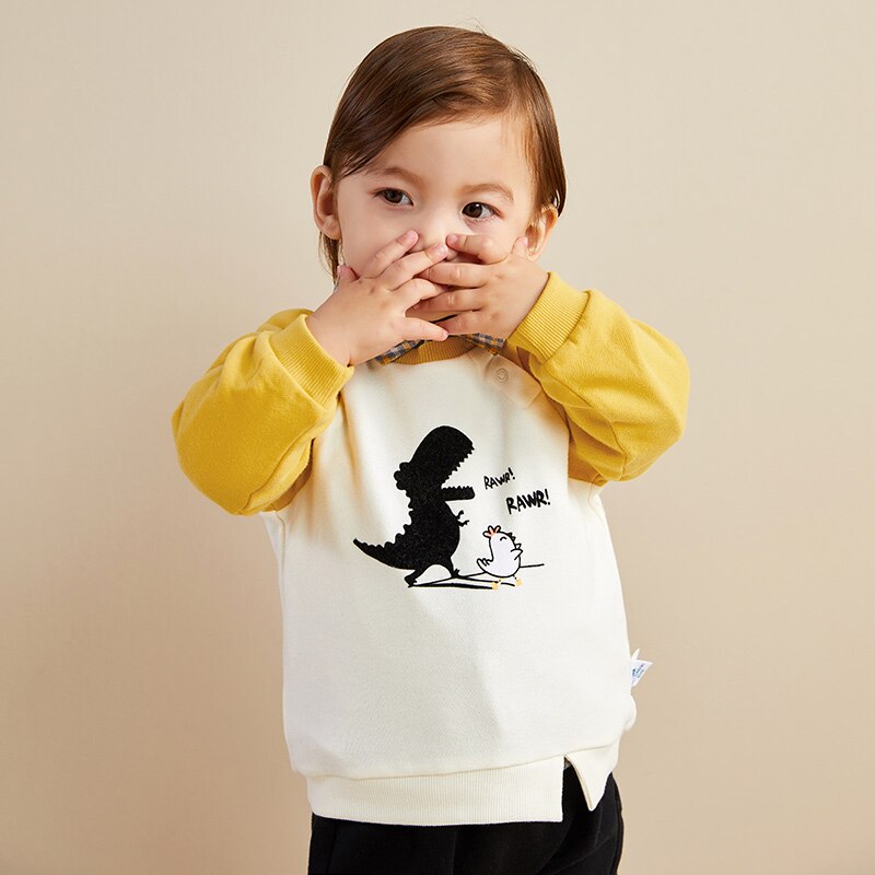 Minibala baby boy sweater efterårstoppe baby langærmet t-shirt baby sweater: Gul / 3t