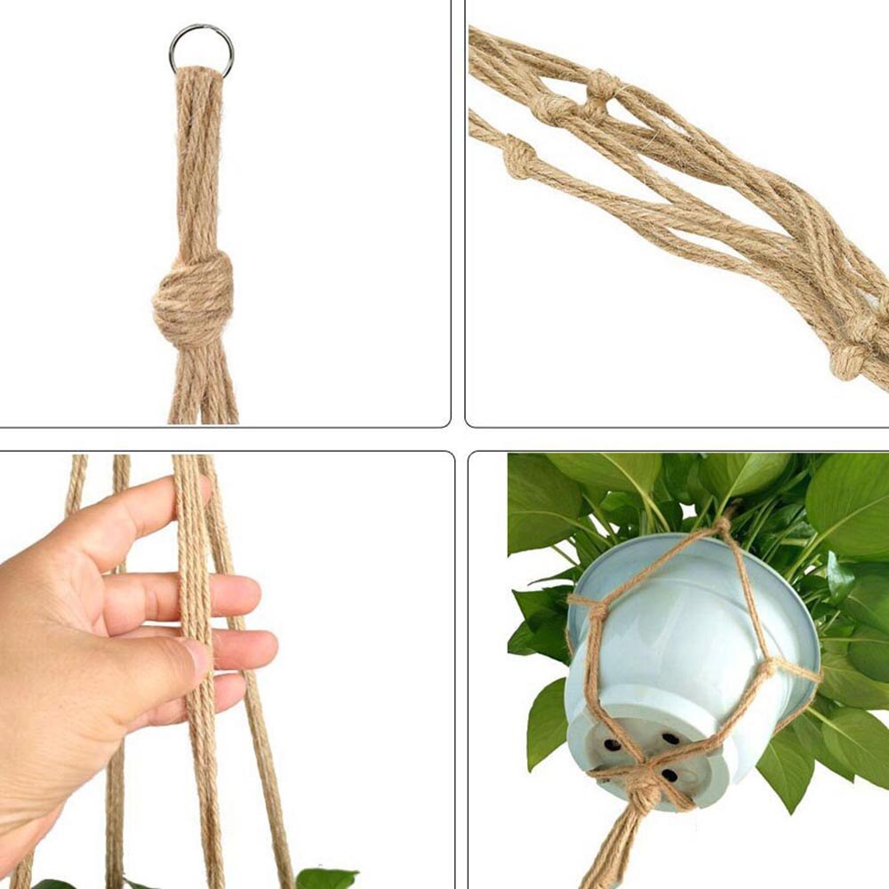 4x Garden Plant Hanger Macrame Hang Planter Basket Rope Flower Holder for 20CM flower Baskets Ropes