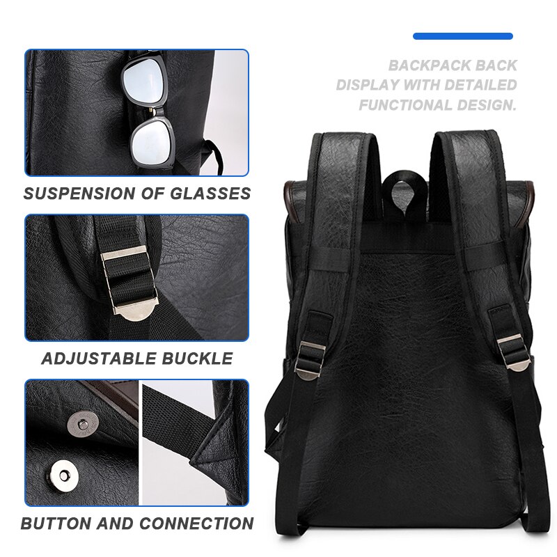 Mochila De Cuero Vintage para hombre, bolso para portátil, 15,6 pulgadas, para Notebook, mochilas de cuero, mochilas escolares, Mochila de viaje informal