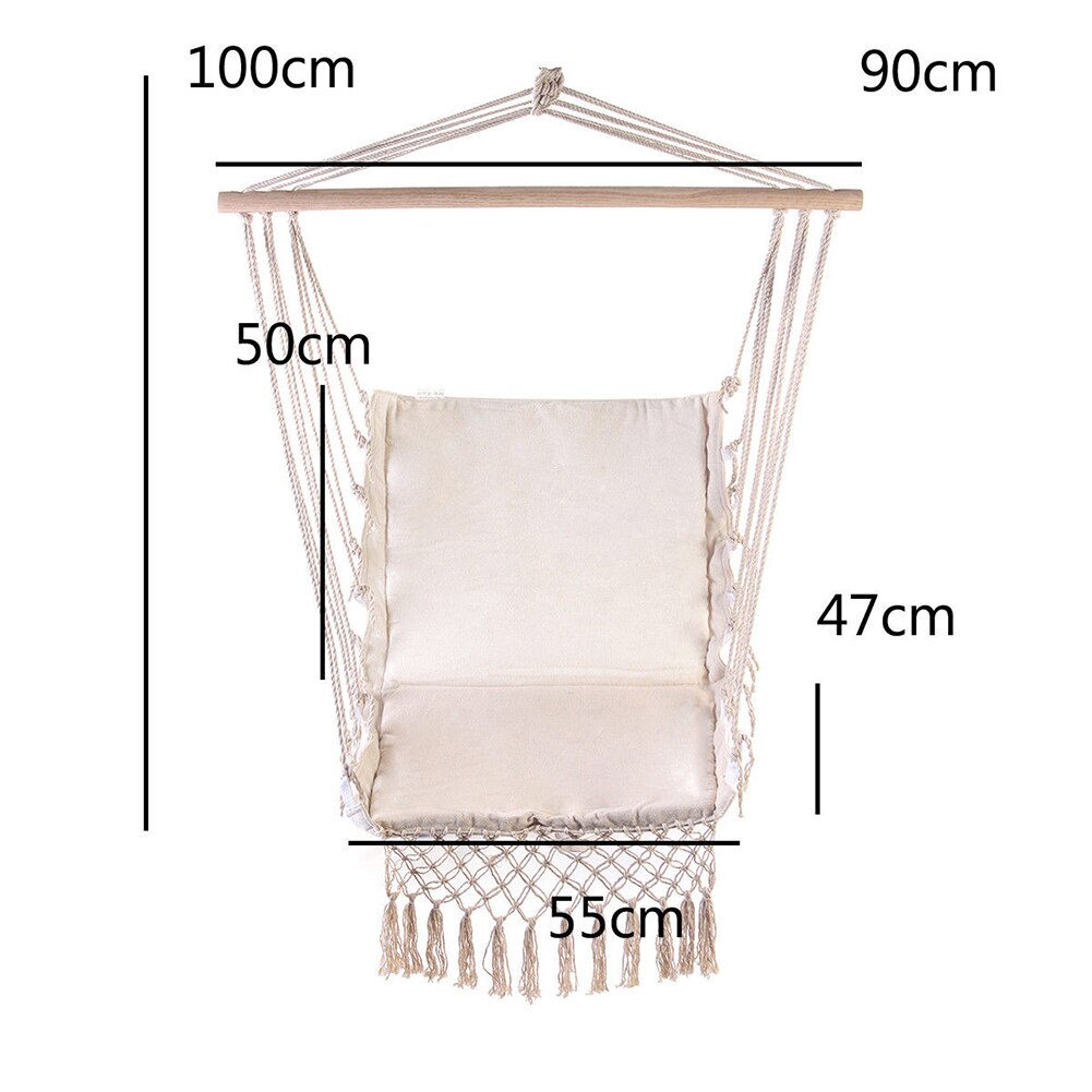 Outdoor Patio Tuin Katoenen Touw Kwastje Canvas Swing Opknoping Hangmat Stoel Seat