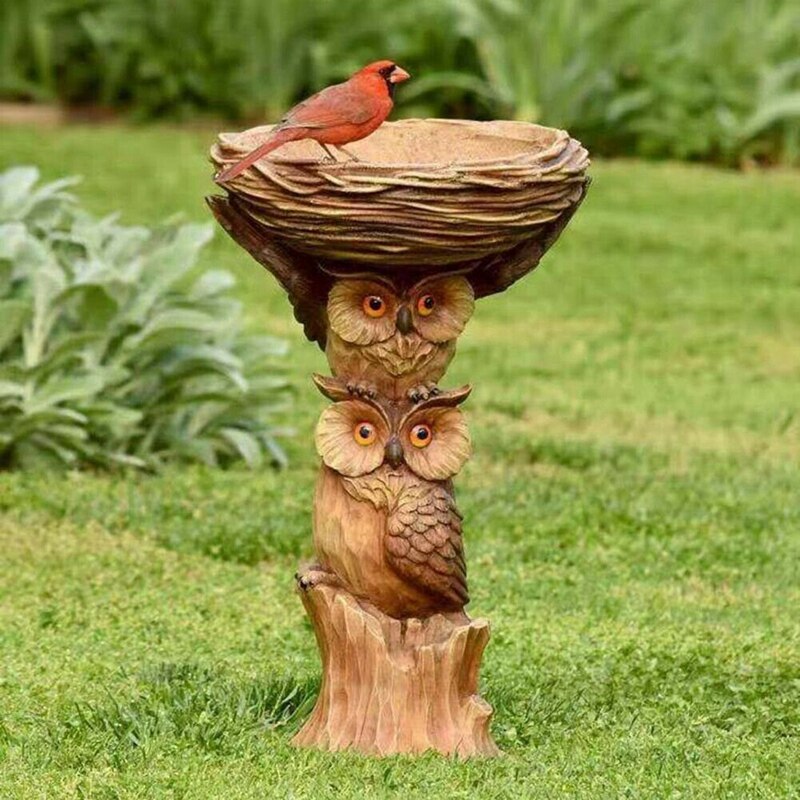 Plateau de bain et mangeoire pour oiseaux, piédestal, oiseau de jardin, plateau de bain en plein air, disque de hibou