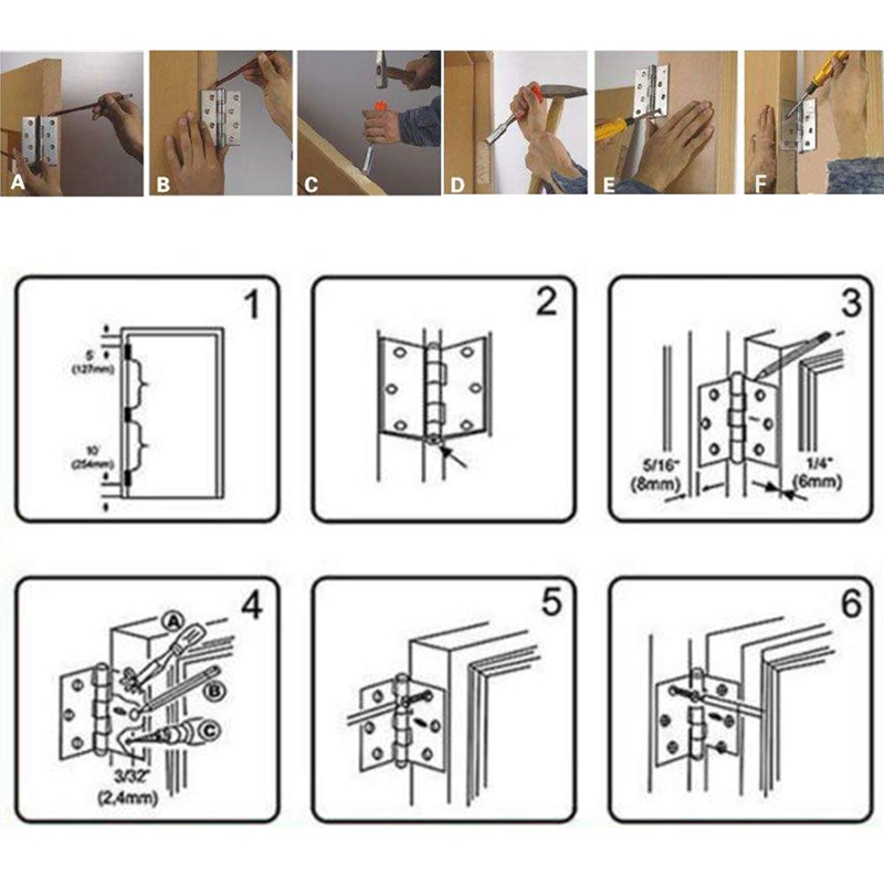 JFBL 20Pcs 44Mm Folding Door Hinges Stainless Steel Ball Bearing Hinges Internal Door Hinges With Screws,For Home Door Repai