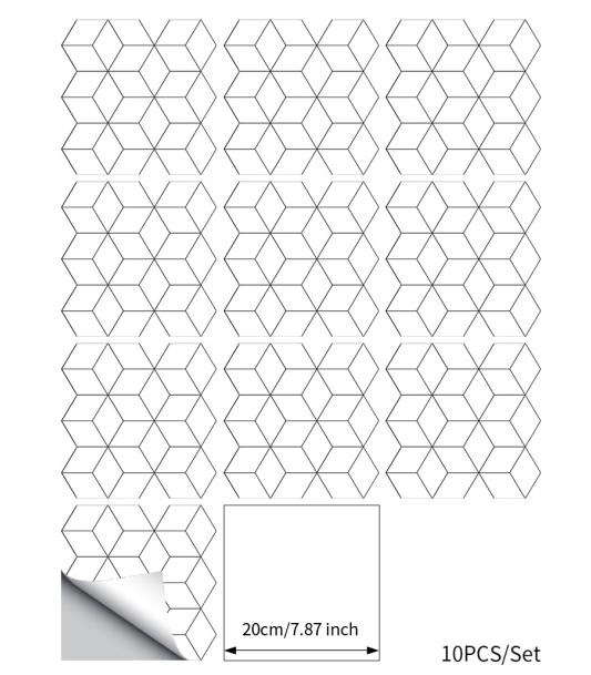 Kök badrum vit mosaik kakel klistermärke vattentät backspalsh, modern diy nordisk heminredning möbler väggdekal: 20cm