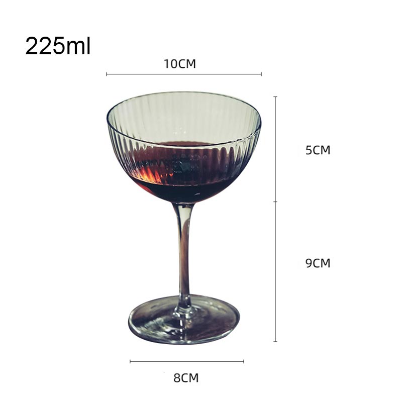 Bojo de vinho retrô transparente 225ml, 2 peças, copo martin transparente com listras, copo para coquetel e suco, taça de vidro para festa em casa