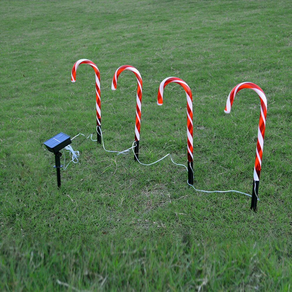 Snoep kerstboom decoratie verlichting zuurstok zonne-energie lamp batterij / usb aangedreven buiten tuin bruiloft feest decoratie