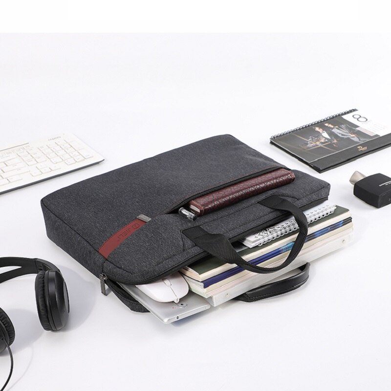 Black Briefcase Men's Business Large Capacity Document 14 Inches Laptop Bag Waterproof Oxford Briefcases