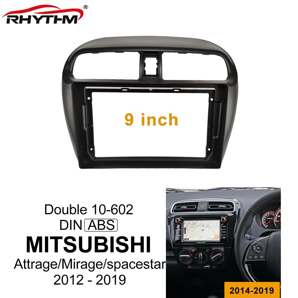 Revêtement de voiture pour MITSUBISHI Attrage Mirage Spacestar Double Din voiture DVD cadre fil installer panneau tableau de bord montage Installation: only frame