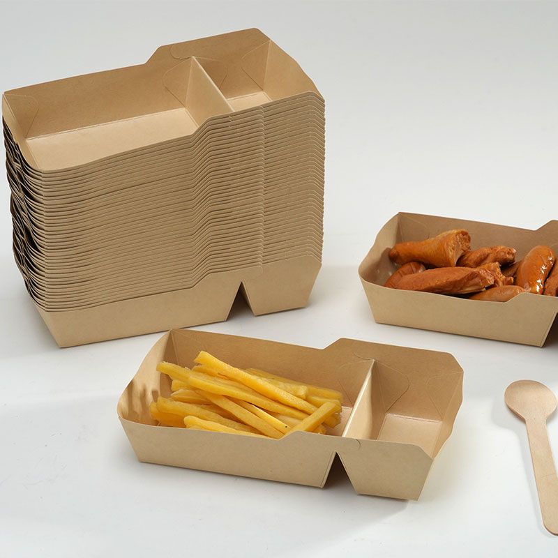 Disposable Paper Snack Box Boats Food Trays Food Paper Trays Boats Snack Nacho Fried Container Takeaway Boxes French Fries Tray