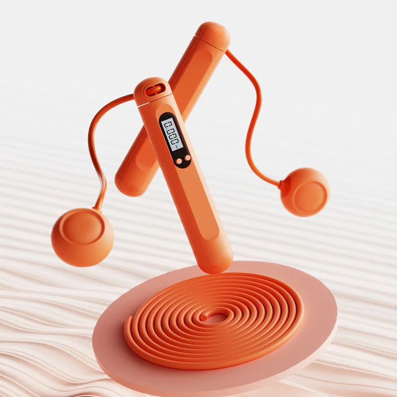 Corda de pular fitness, equipamento de exercício doméstico, corda de pular ponderada, repetições de contagem para crianças e adultos, sem necessidade: Rosa