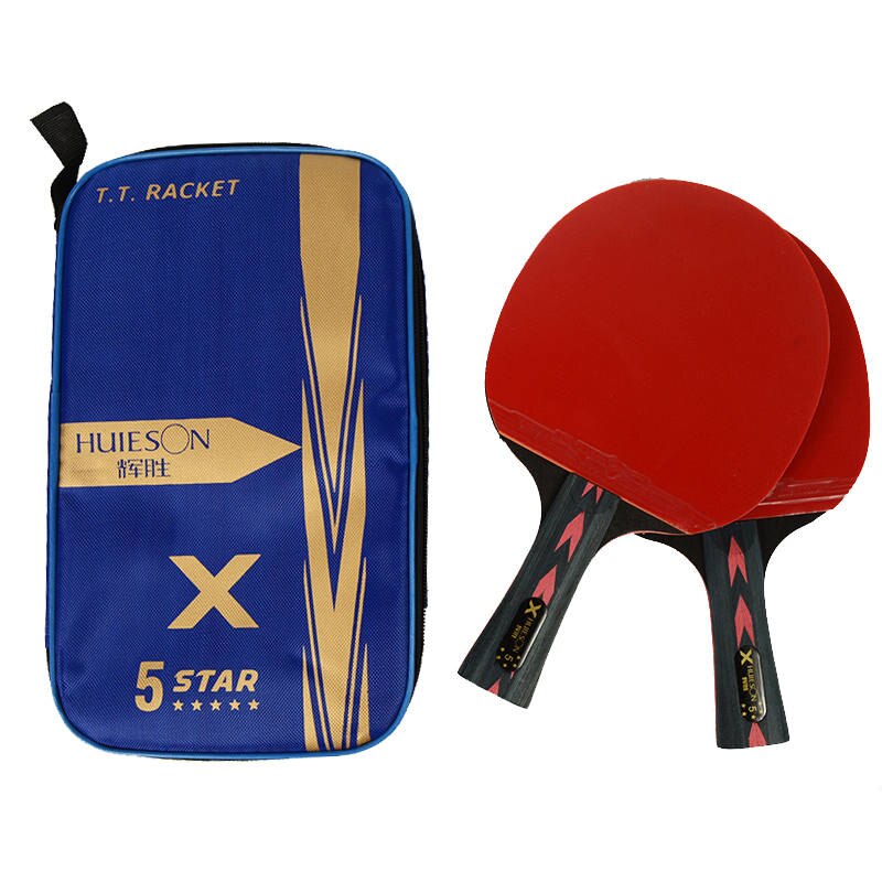 Huieson 2 pièces mis à niveau 5 étoiles carbone raquette de Ping-Pong ensemble avec sac de Tennis de Table léger puissant Ping-Pong Paddle: 2 FL Handle