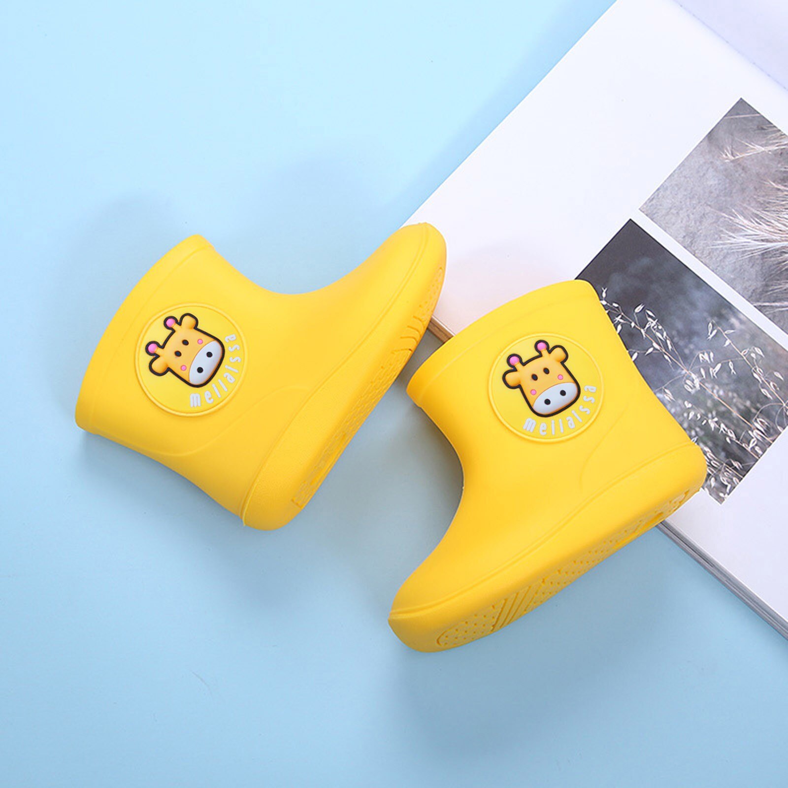 Children Cartoon Rain Shoes Toddler Kids Baby Boys Girls Rubber Rain Boots Waterproof Non-slip Shoes Kids Shoes Bota Infantil: Yellow / 18