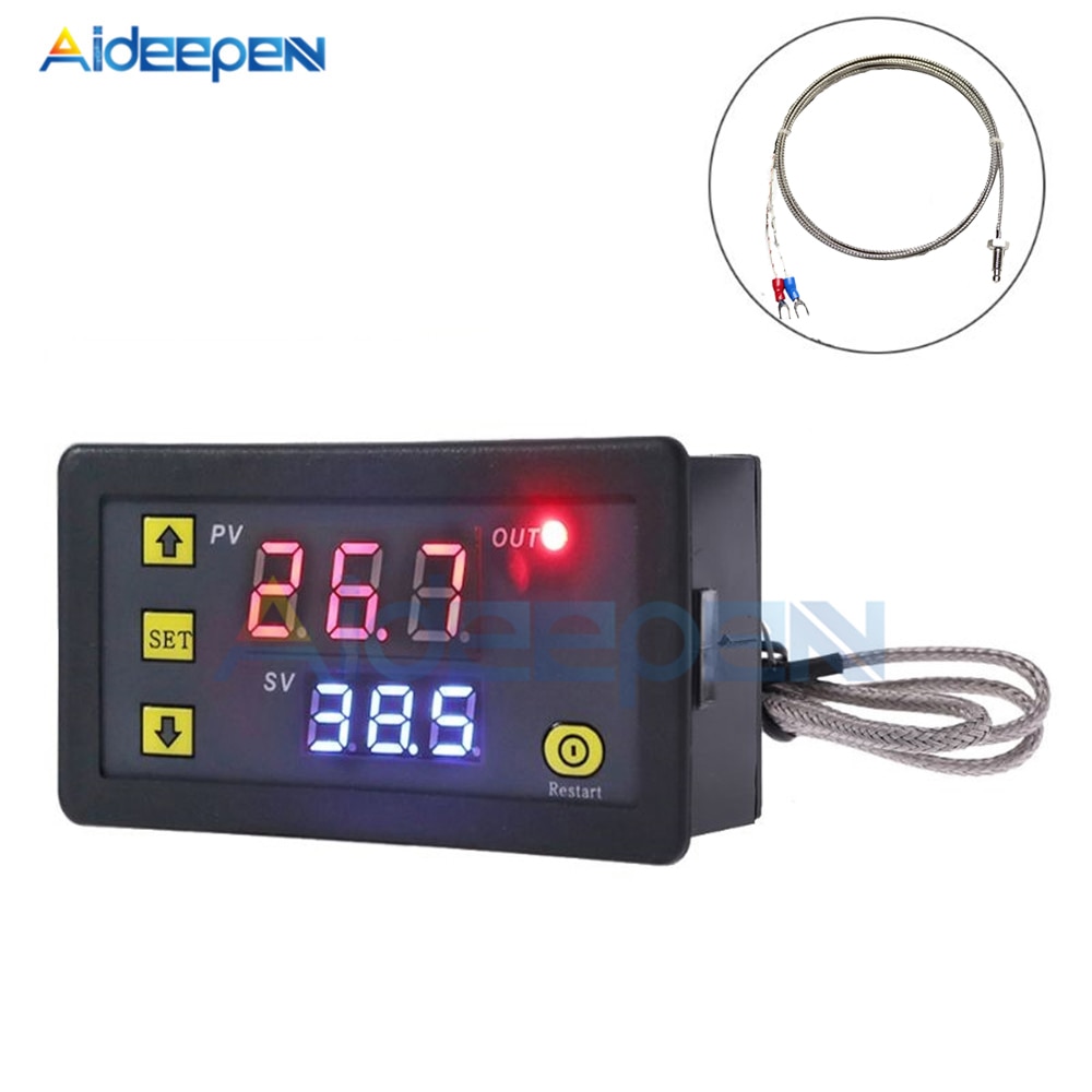 Regolatore di temperatura digitale DC 5V 12V 24V 110V 220V ca-60 ~ 500 gradi sonda tipo K M6 sensore termocoppia termostato incorporato