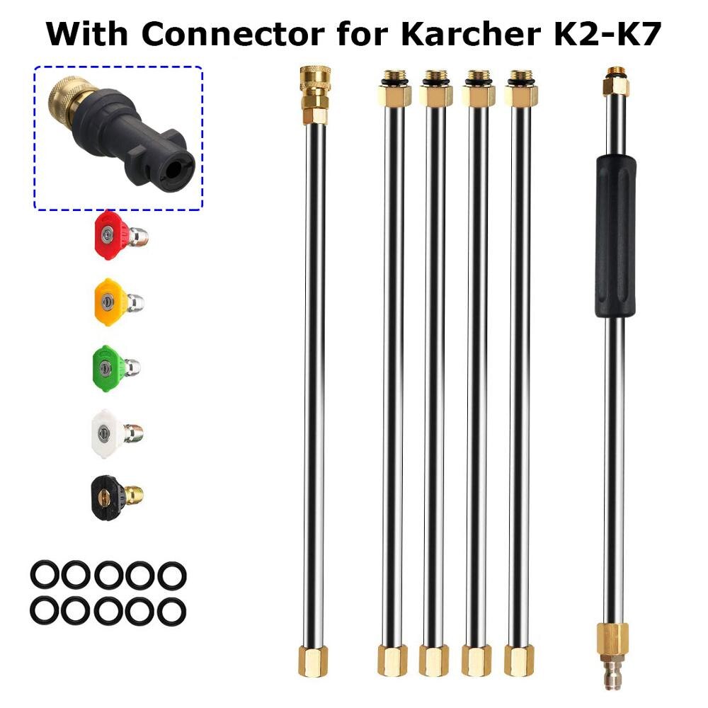 Car Washer Metal Jet Water Spray Lance Extension Wand Nozzle for Karcher K Series Powerful Pressure Washer with 5 Quick Nozzles: Brown