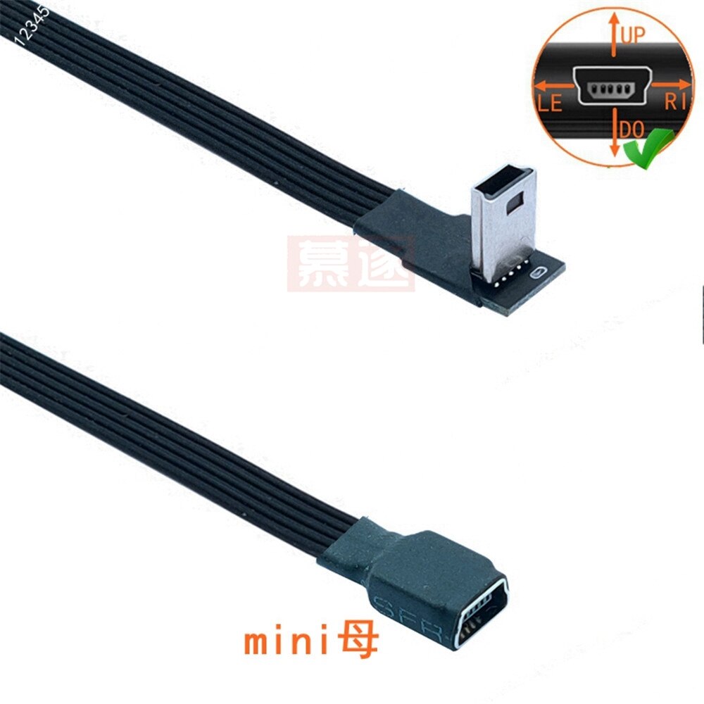 10CM 90 Degree 4 angle mini USB Female to Mini B 5 Pin Male cable Adapter 50CM 100CM: Down / 1m