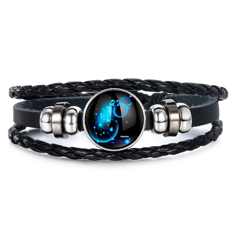 Ifmia 12 konstellationer læder stjernetegn med perler armbånd armbånd til mænd drenge smykker rejsetilbehør