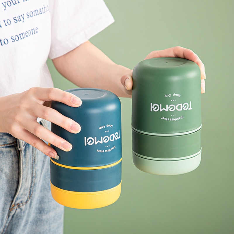 710Ml Rvs Lunchbox Drinkbeker Met Lepel Voedsel Thermische Jar Geïsoleerde Soep Thermos Containers Thermische Lunchbox