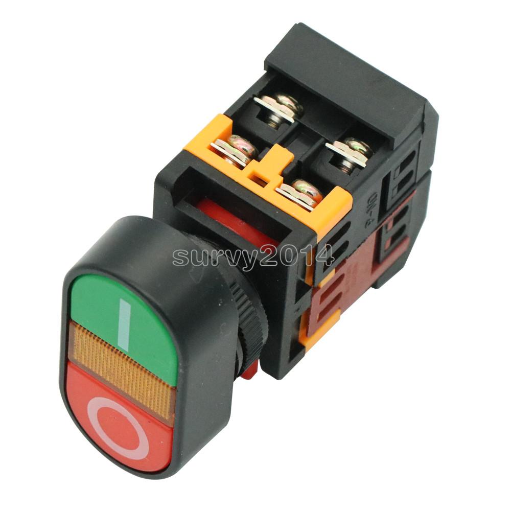 Start Stop Push Button Light Indicator Momentary Switch Red Green Power ON OFF