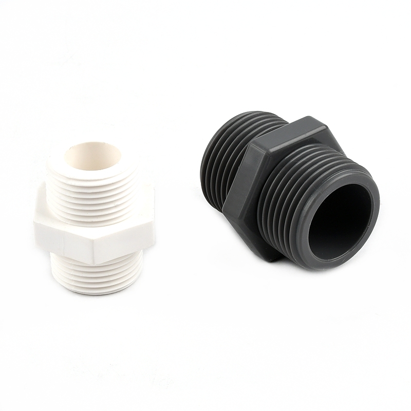 Connecteur Mamelon PVC Double Filetage Mâle – 2 Pièces, 1 Pouce – Pour Irrigation, Plomberie – Blanc