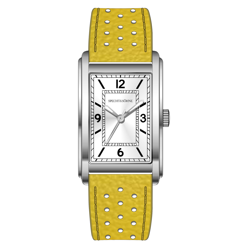 Specht & Söhne, recién llegados, reloj cuadrado de 28MM para hombre VH31 Movt, relojes deportivos ultrafinos de acero inoxidable con zafiro resistente al agua hasta 50M: Plata