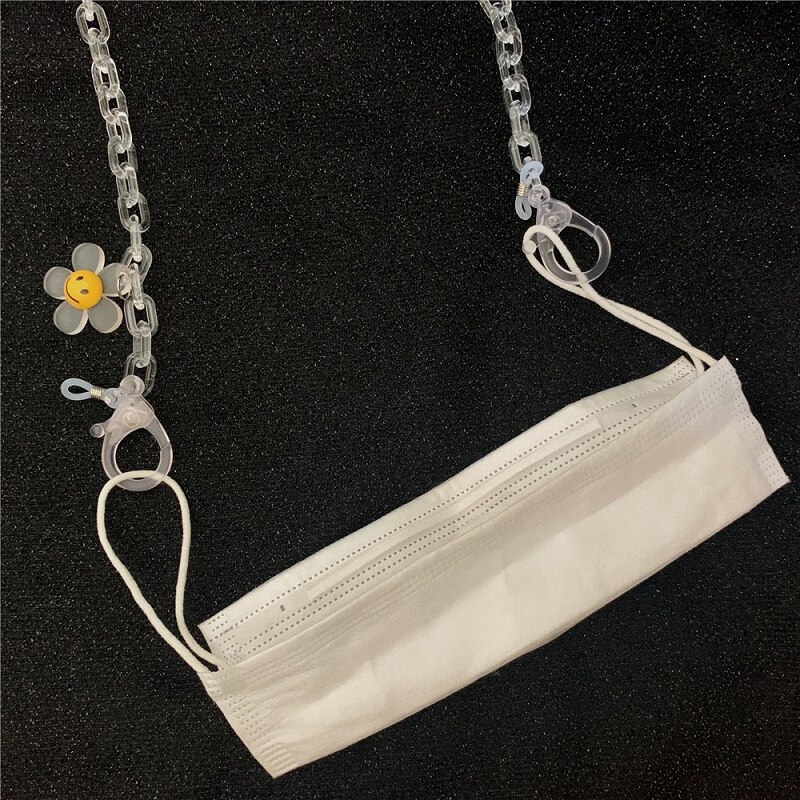 Nuova Maschera Catena Anti-perso Cordino Acrilico Smily Della Collana Del Fiore per Le Donne A Lunga Catena Dei Monili Collane Regali Strap Holder di sicurezza: sunflower smily