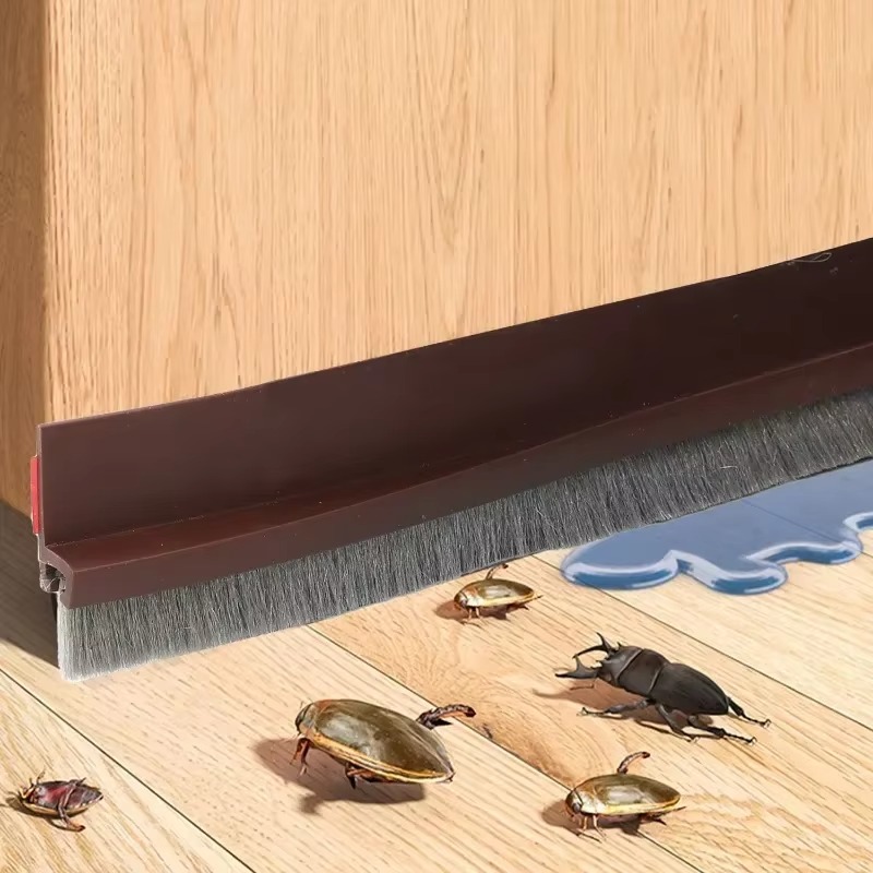 6/1M Door Bottom Brush Seal Strip with Brush Dust Prevent Rubber Blocker Insect Proof Home Windproof Self Adhesive Seal Strips