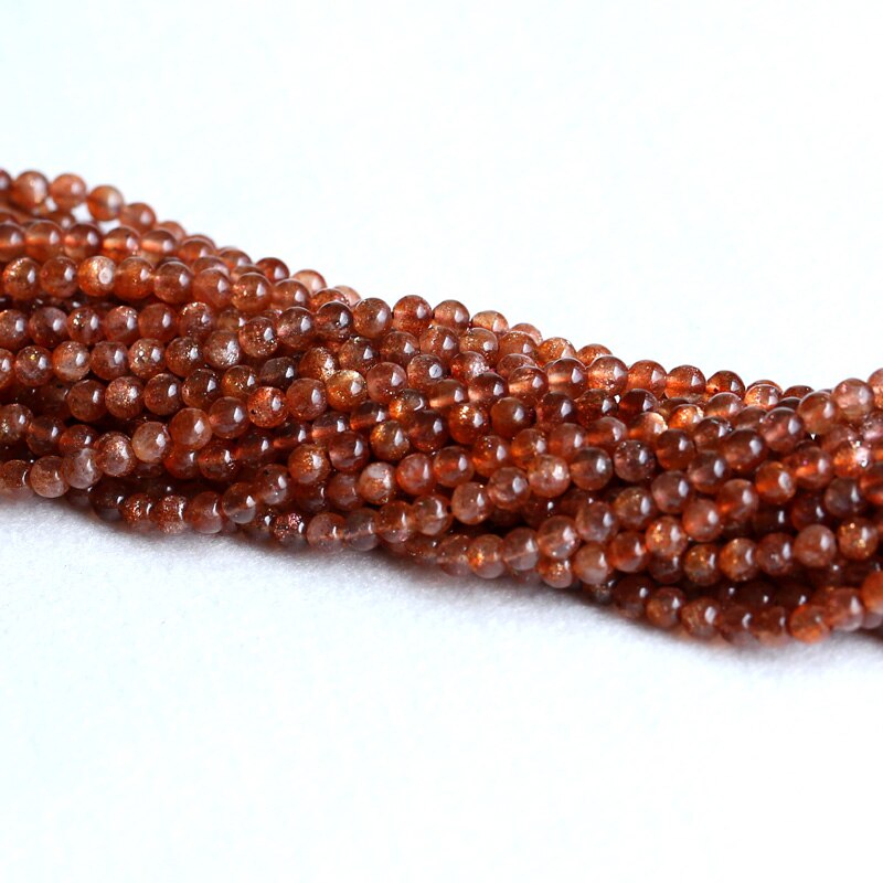 Top Natural Genuine Coffee Gold Oligoclase Sanidine Sunstone Round Loose Beads 15" 05201