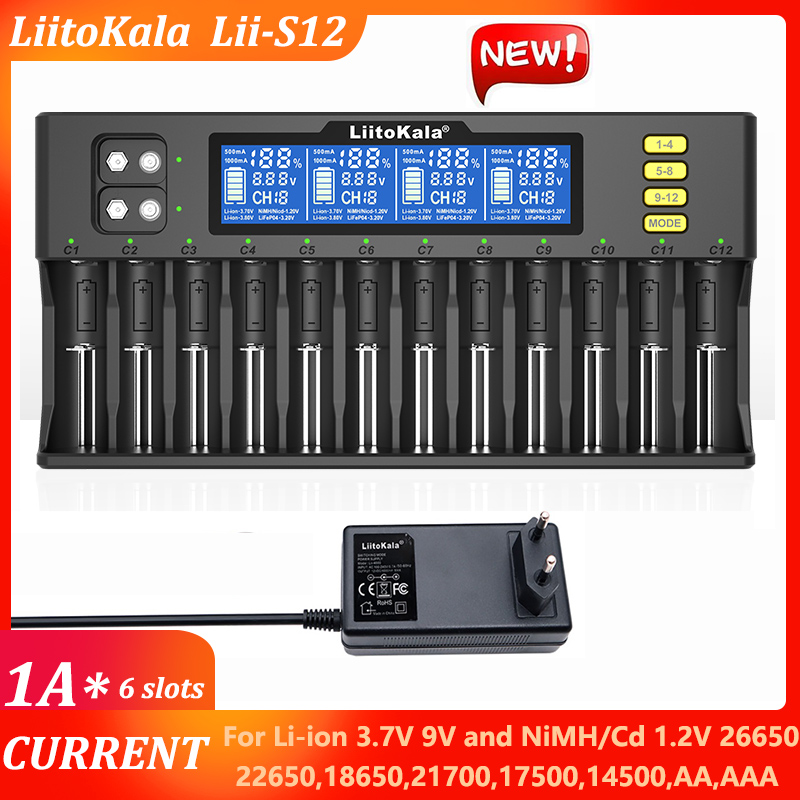 Liitokala Lii-PD4 Lii-S12 Lii-PD2 18650 Battery Charger For 3.7V 9V 26650 26670 18350 16340 18500 14500 1.2V NI-MH/CD AA AAA: green / us