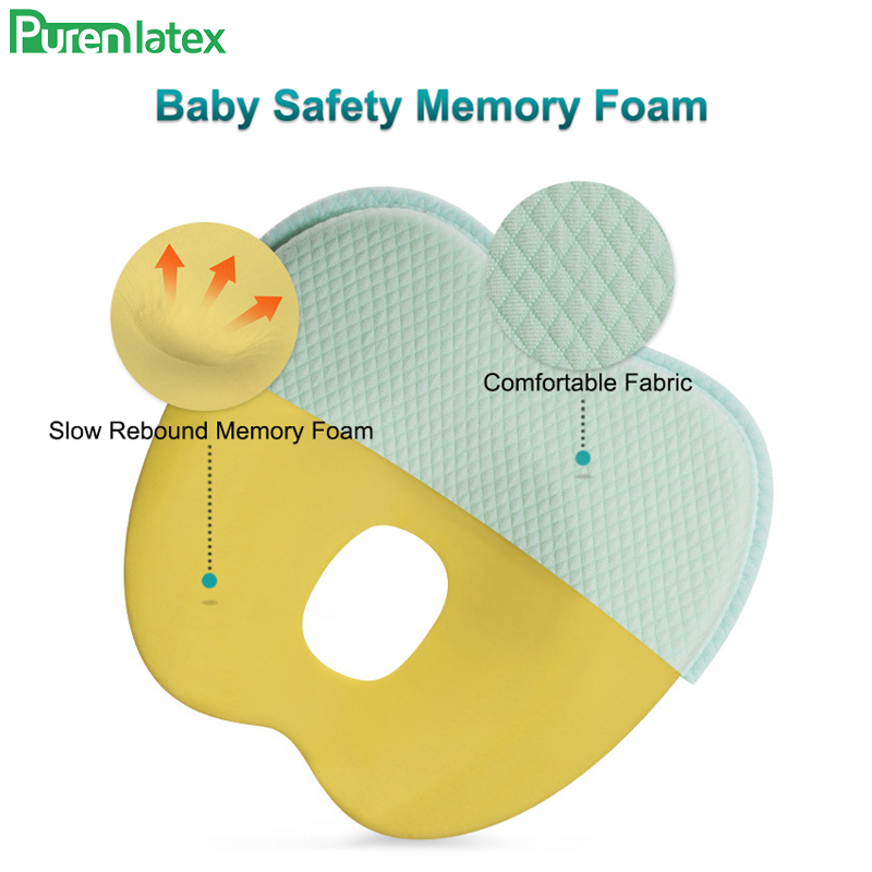 Purenlatex Newborn Baby Head Shaping Pillow 0-12 Months Memory Foam Preventing Flat Head Syndrome(Plagiocephaly) Neck Support