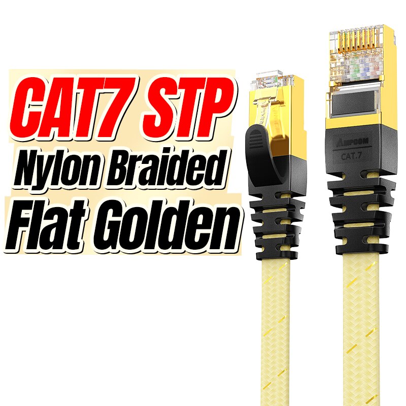 AMPCOM CAT7 Cable Ethernet Lan Flat Cable SFTP Redondo RJ45 Cable de Red Cat 7 Cable de Internet para Router Módem PC PS4 Patch Cable: Azul / 10 m