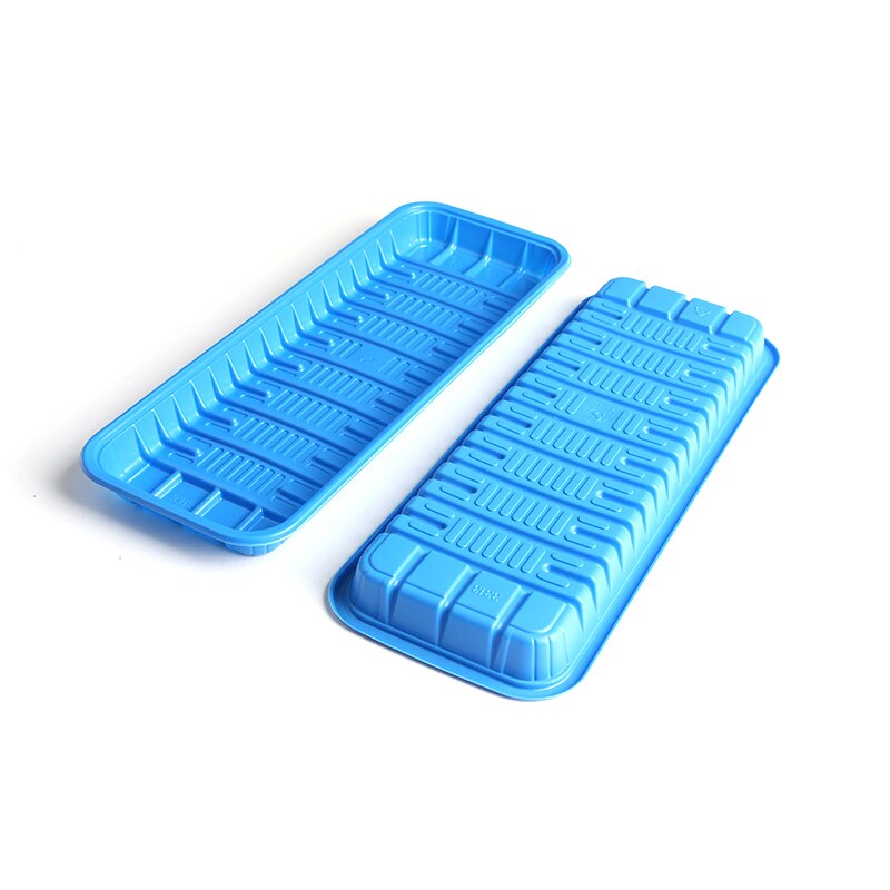 50 Stuks Blauw Lange Grootte Konijn Vlees Groente Vis Wegwerp Plastic Voedsel Verpakking Lade