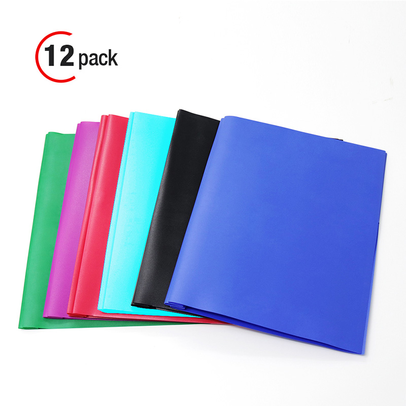 Comix Poly File Folders with 2 Pockets, File Portfolio Folder with 3 Prong Fastners, Letter Size, 12pcs/Pack: Assorted Colors