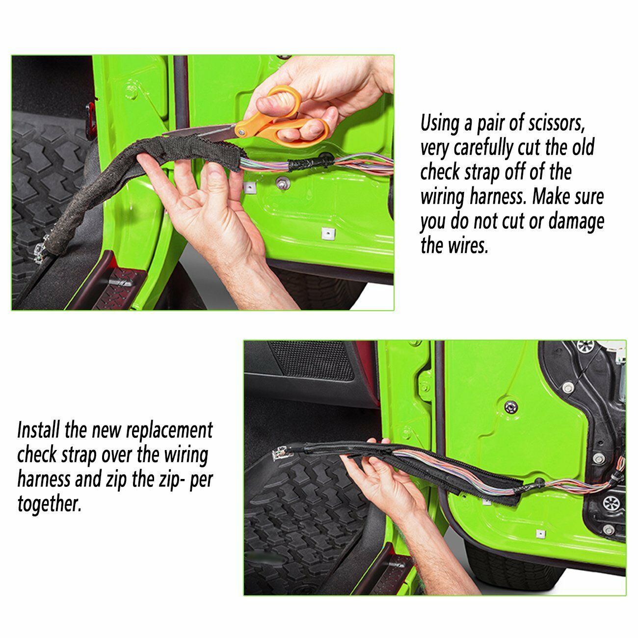 2pcs Limiting Strap Hinge Cloth Wire Waterproof For Jeep Wrangler JK 2007