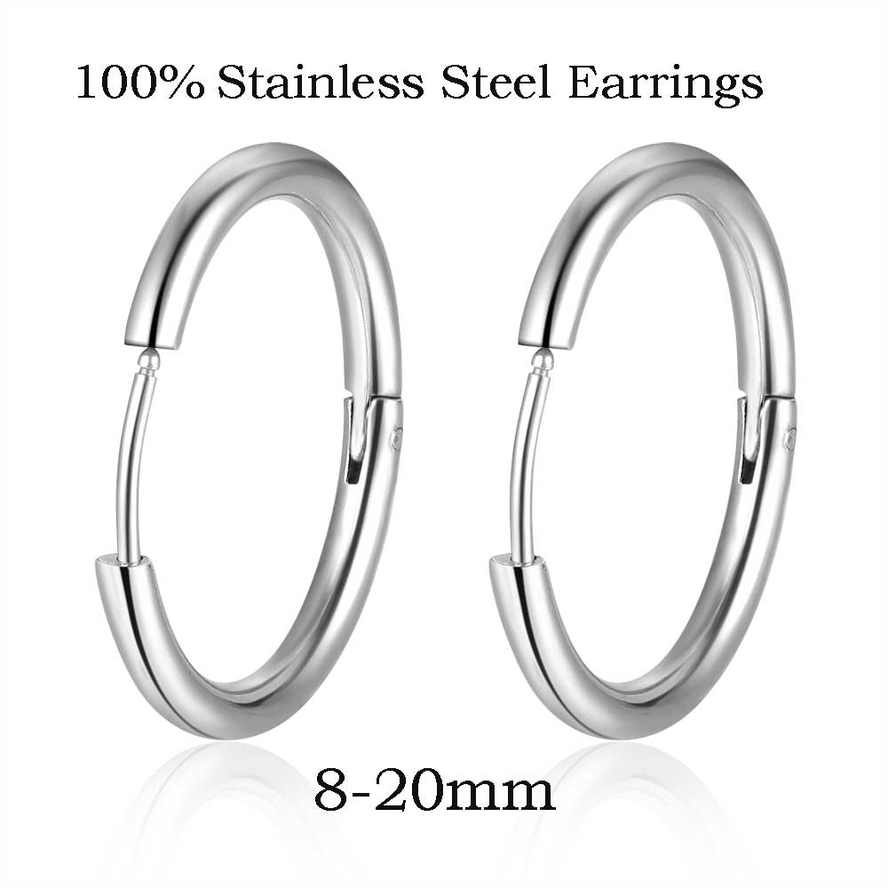 Aaaaa 100% Roestvrij Staal 2.5Mm 8-20Mm Mannen Oorbel Punk Mode Clip Eearrings Voor Mannen Lady unisex