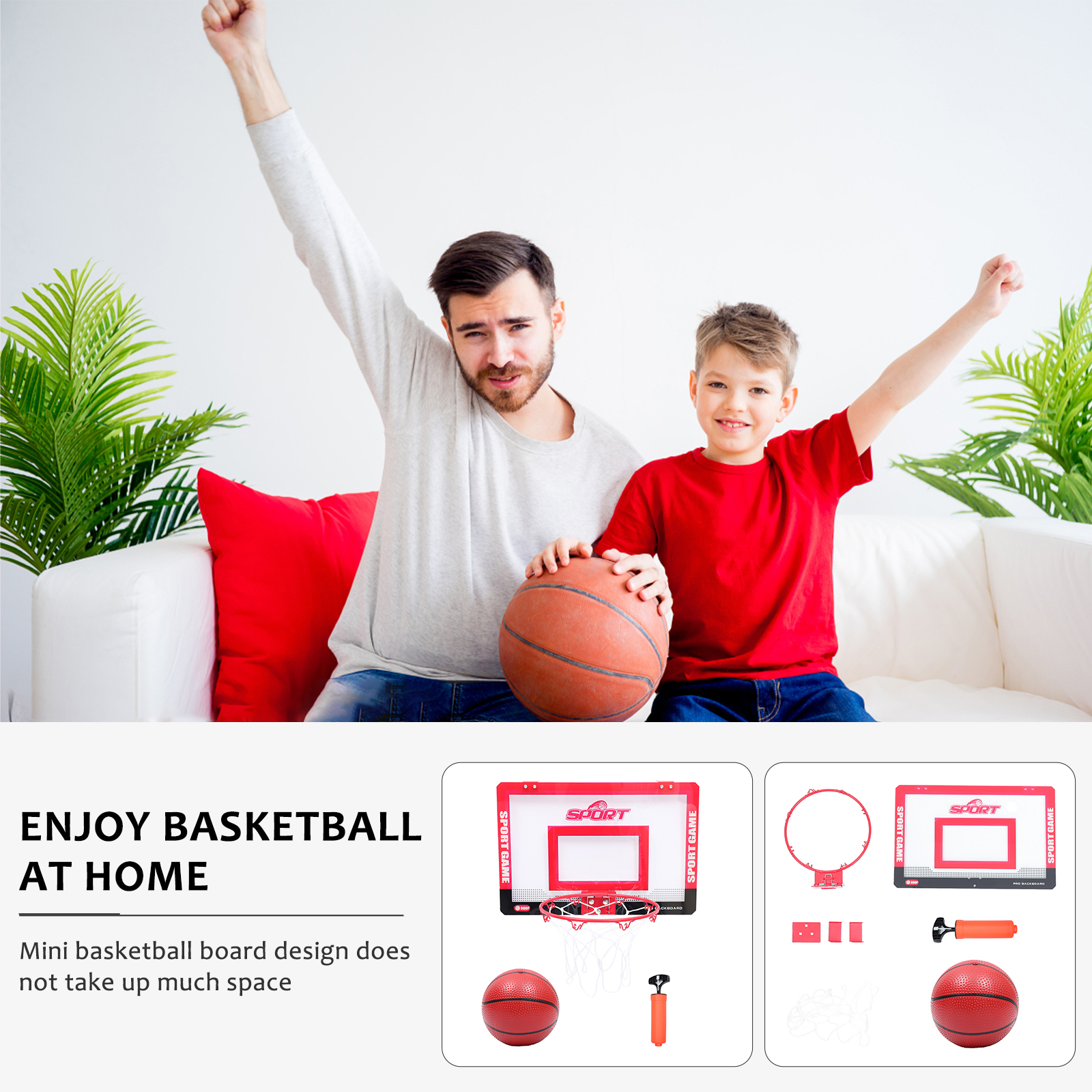 1 Set of Mini Basketball Hoop Door Hanging Basketball Board for Home Office