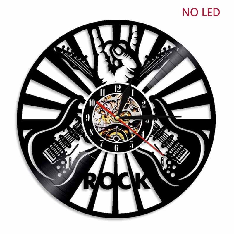 Vinyl Record Wandklok Met 7 Kleuren Veranderen Lichtgevende Led Rock Muziek Play Klok 3D Decoratieve Opknoping Muur Horloge Home decor: WHITE