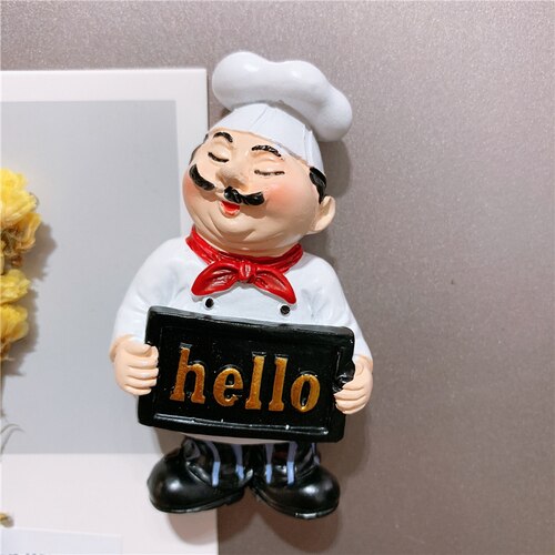 European-style chef chef boy girl bread fruit cartoon cute resin magnetic refrigerator sticker magnet: white