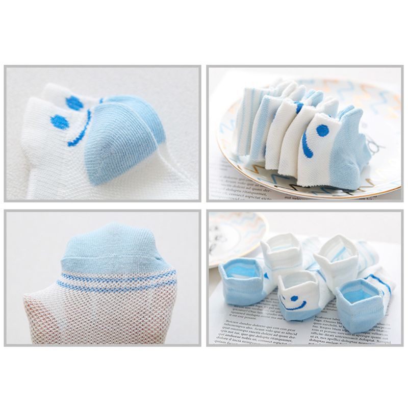 5 Paare/satz Kleinkind Baumwolle Socken Baby Jungen Mädchen Anti Unterhose Gittergewebe Atmungsaktiv Bequeme Socken Mit Druck Streifen