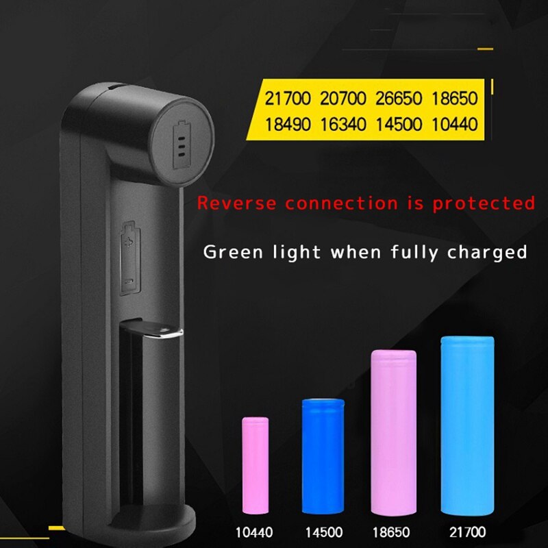 USB 1 Slot 10440 18650 21700 26650 16340 Battery Portable Quick Charging Charger USB Rechargeable Lithium Battery Charger