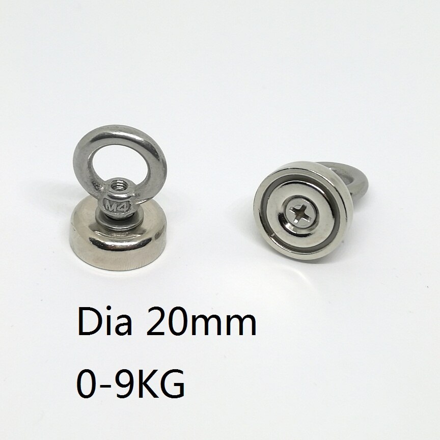 N42 Strong Neodymium Salvage Magnet Fishing Magnets With Stainless Steel Ring Eyebolt Magnetic Hook Holder Dia 16mm-60mm: Dia 20mm