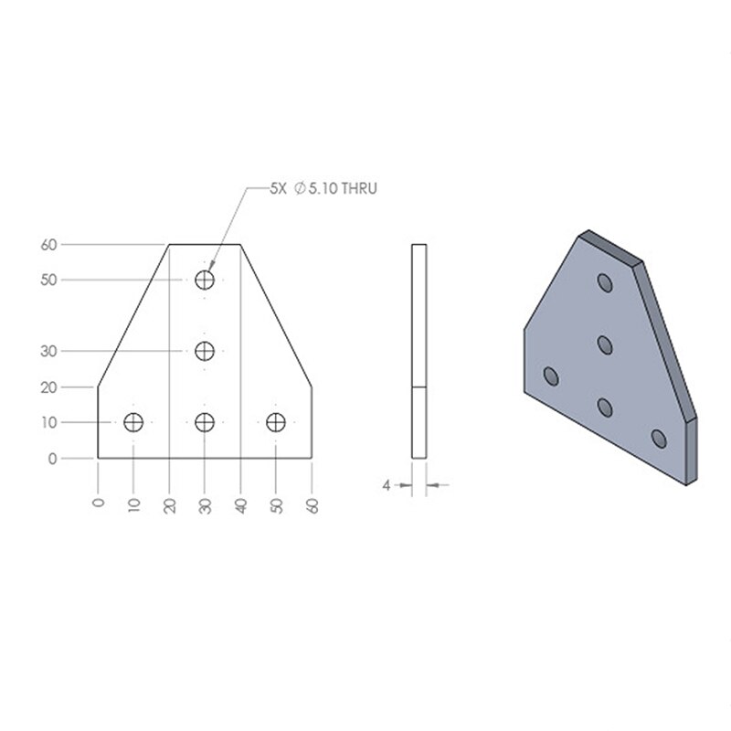 2pcs/lot 5 Hole Joint Board Plate Corner Angle Bracket Connection Joint Strip