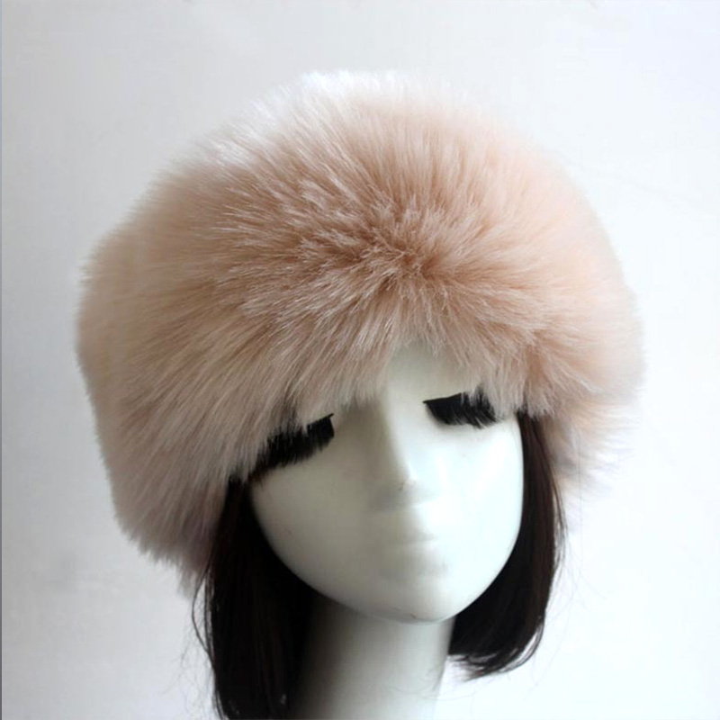 Winter Dikke Harige Haarband Fluffy Russische Faux Fur Vrouwen Meisje Bont Hoofdband Hoed Winter Outdoor Earwarmer Ski Hoeden Hoofddeksels