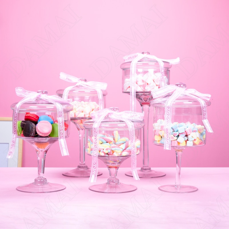 Crystal Glass Jars with Lid Transparent Candy Cookie Stash Jar Snacks Sugar Dessert Tanks Offee Table Food Container Storage Box