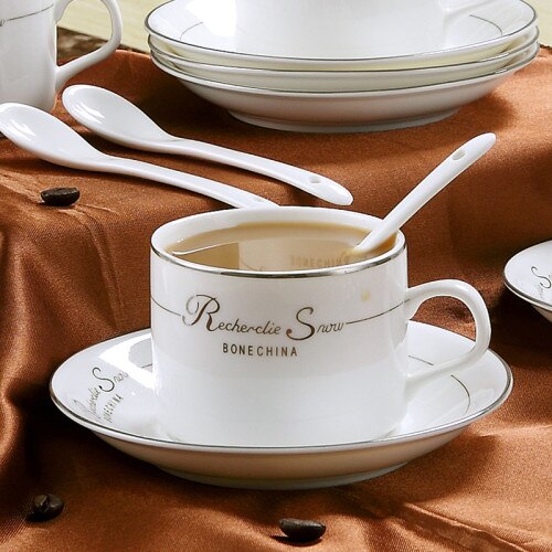Mini Wit Keramische Kopje Thee Set Met Lepel Cappuccino Herbruikbare Koffie Mok Afternoon Tea Koffie Kopjes Kopjes En Schoteltjes AF50BD: style-3