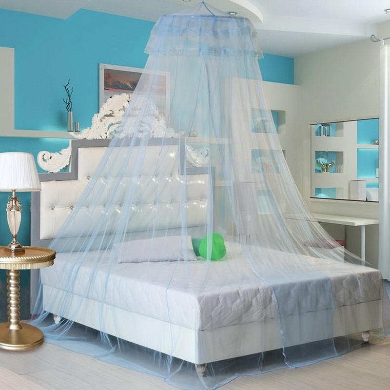 Moustiquaire ronde d'été pour lit d'enfants | Couverture de lit en forme de moustiquaire, couverture de lit, auvent, pour enfants, pépinière: light blue3