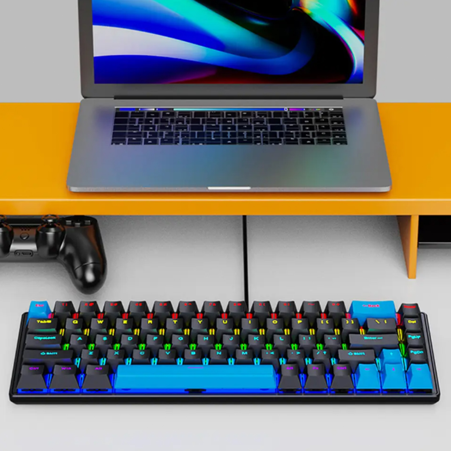 68 Keys Mechanical Keyboard RGB Backlight Wired Gaming Keyboard Ergonomic Swappable Keyboard for Win/Mac/PC Office Computer