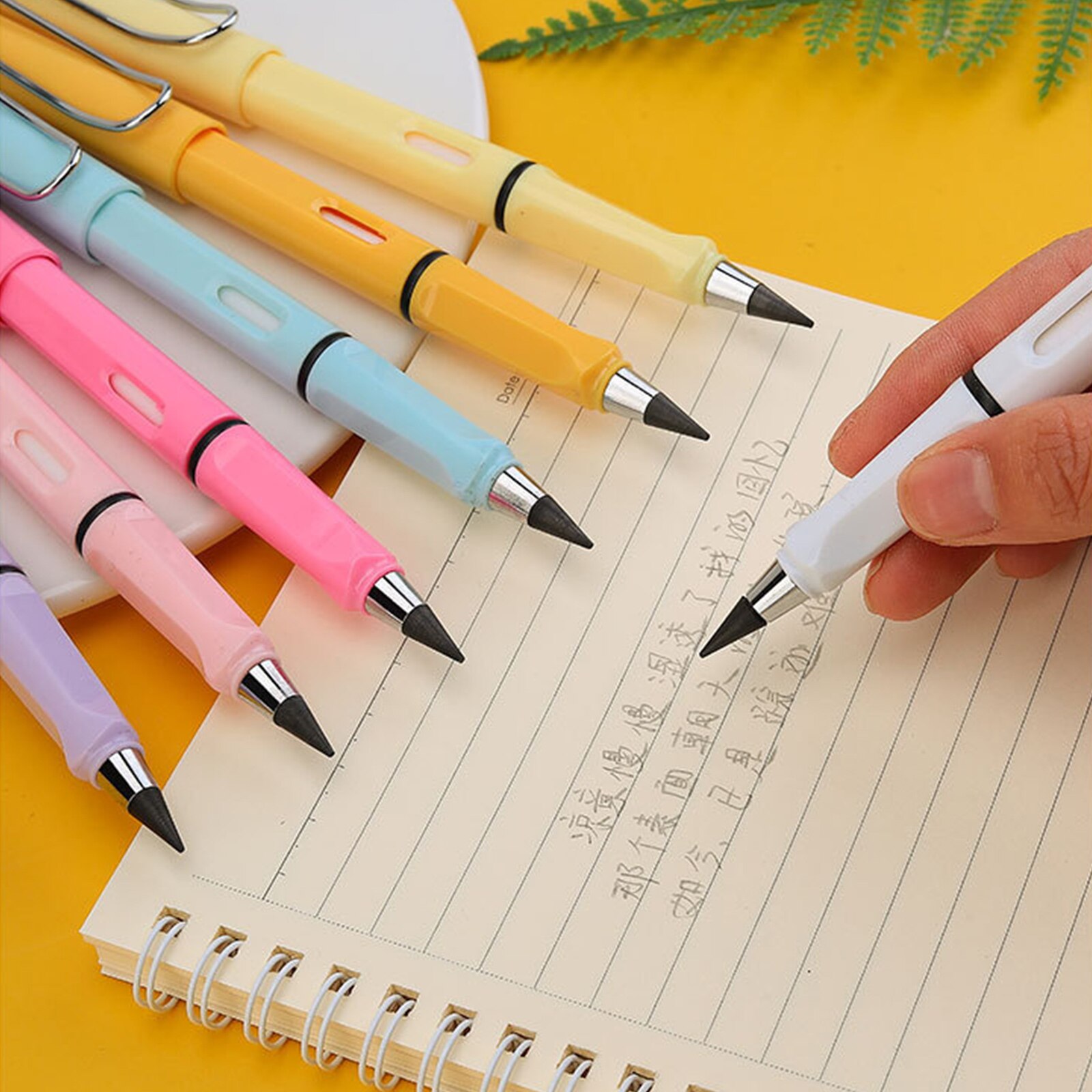 6PCS Inkless Pencil Removable Pen Nib Everlasting Pencil Signing Pen for Beginner Student Sketching Drawing