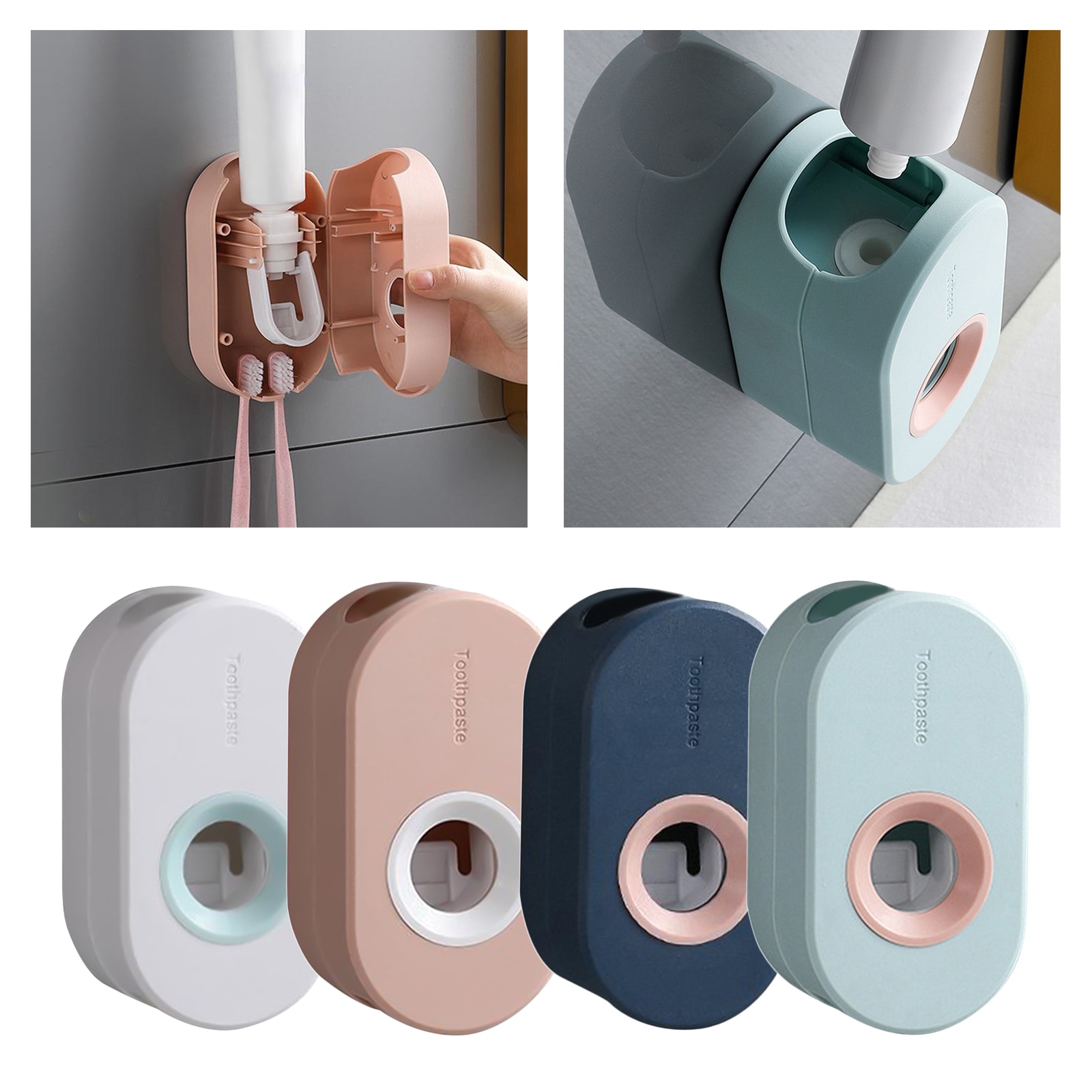 Adhesive automatic toothpaste squeezer wall-mounted toothpaste dispenser tooth brush holder rack wall stick toothpaste squeezer