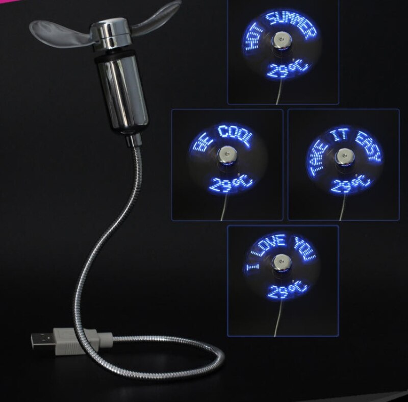 Mini USB Hand Fan Portable Gadgets Flexible Gooseneck LED Clock Cool laptop PC Notebook real Time Display durable Adjustable Fan