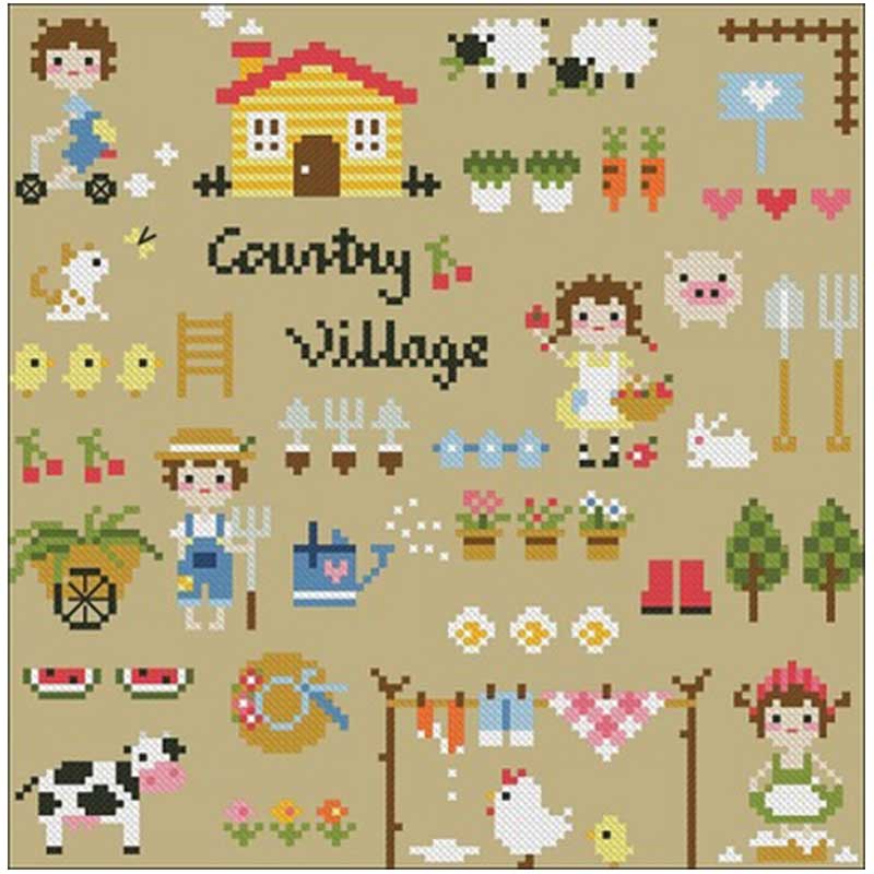 Dorp Leven Patronen Geteld Kruissteek 11CT 14CT Diy Chinese Borduurpakketten Borduurwerk Handwerken Sets: KQ509 / 14CT color canvas